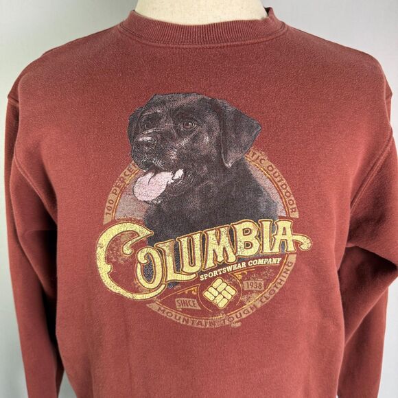 Columbia Sportswear Black Lab Dog Crew Sweatshirt, Rust Red, Men's Size Small - Picture 1 of 10